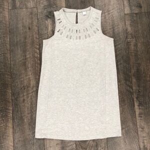 Old Navy Heather Gray Sweater Dress Sleeveless Embroidered Neckline Size XS